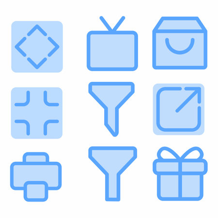 user interface icon set with blue style for websiteのイラスト素材