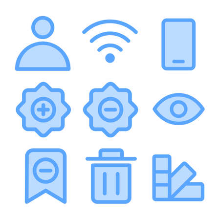 user interface icon set with blue style for presentation and posterのイラスト素材