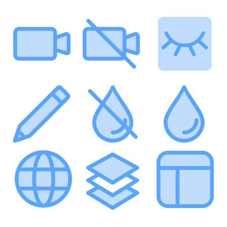 user interface icon set with blue style for social mediaのイラスト素材