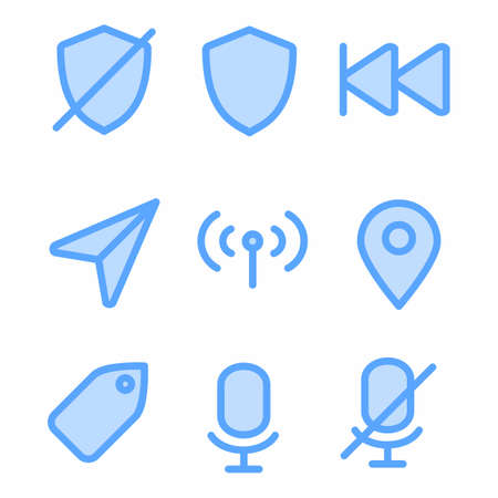 basic icon set with blue style for presentation and posterのイラスト素材