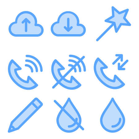 essential icon set with blue style for presentation and websiteのイラスト素材