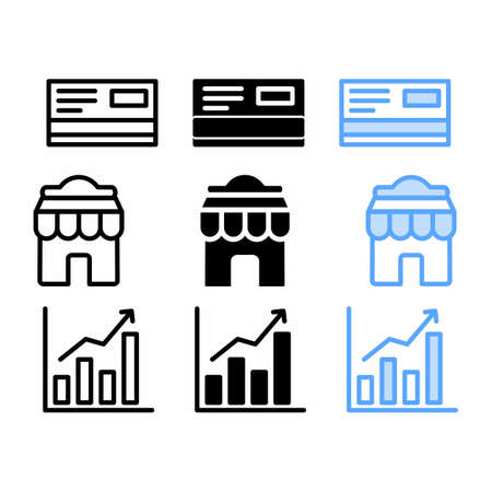 credit card icon set with three style for social media, poster, and presentationのイラスト素材