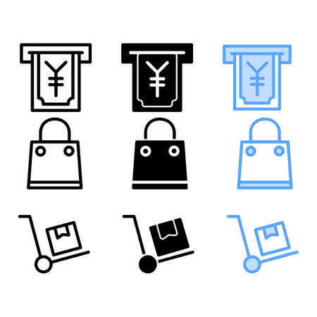 money icon set with three style for social media, poster, and presentationのイラスト素材