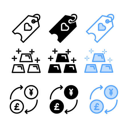 prize icon set with three style for social media, poster, and presentationのイラスト素材