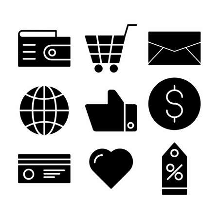 commerce icon set with glyph style for presentation and social mediaのイラスト素材