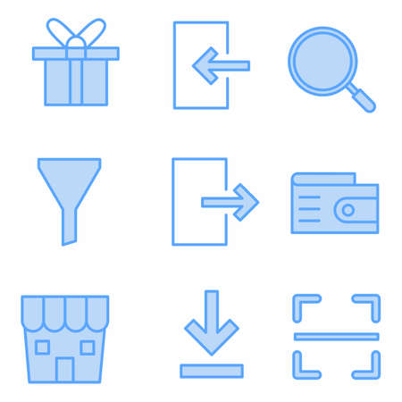 commerce and shopping icon set with blue style for presentation and bannerのイラスト素材