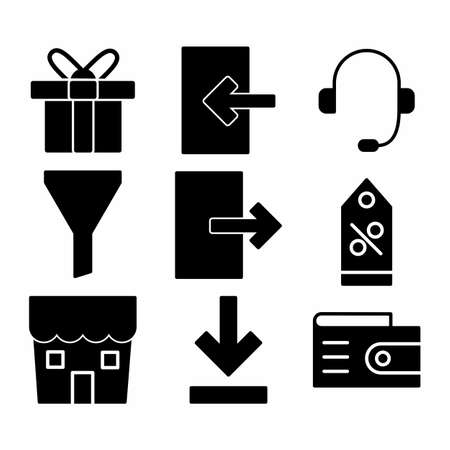 commerce and shopping icon set with glyph style for presentation and social mediaのイラスト素材