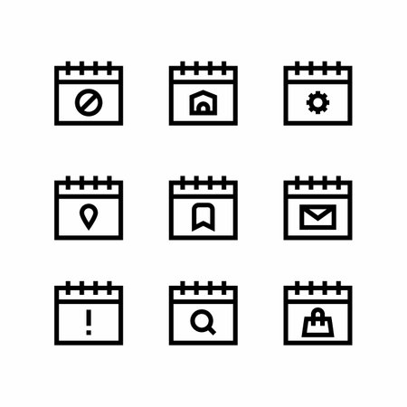 Calendars icon set time and date sign symbols and event reminder line styleのイラスト素材