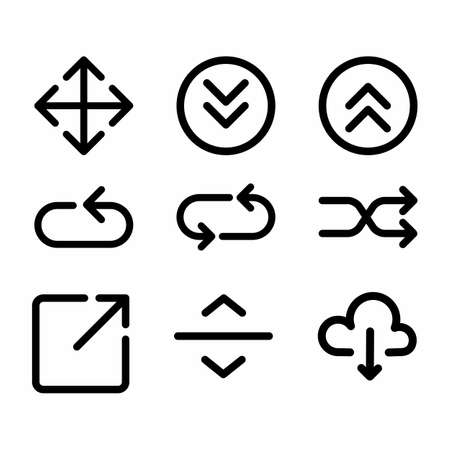 Arrow vector icon set in line style, Arrow for the web and appのイラスト素材