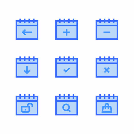date icons set time and date sign symbols and event reminder blue styleのイラスト素材