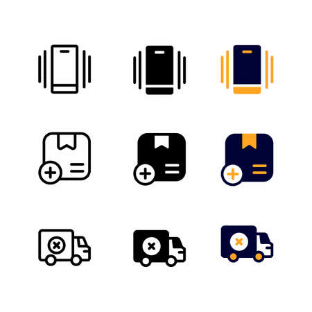 vibrate on icon set with three style for presentation, poster, banner, and social mediaのイラスト素材