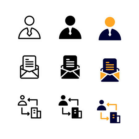 business man icon set with three style for presentation, poster, banner, and social mediaのイラスト素材