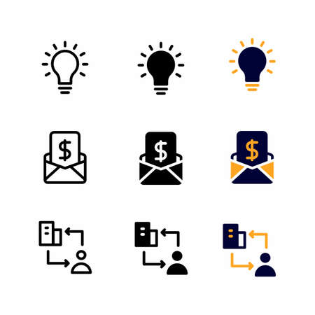 creative icon set with three style for presentation, poster, banner, and social mediaのイラスト素材
