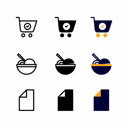 check cart icon set with three style for presentation, poster, banner, and social mediaのイラスト素材
