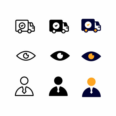 delivery success icon set with three style for presentation, poster, banner, and social mediaのイラスト素材