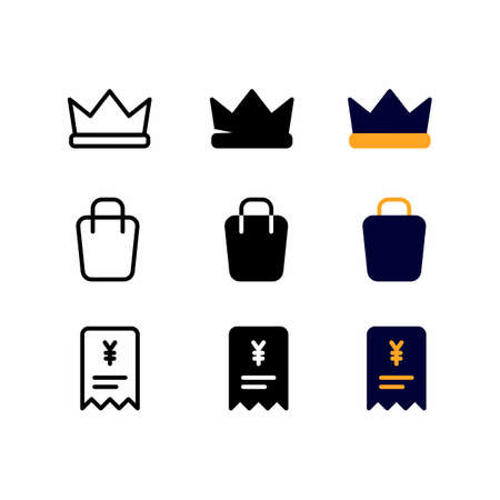 premium icon set with three style for presentation, poster, banner, and social mediaのイラスト素材