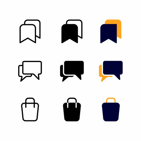bookmark icon set with three style for presentation, poster, banner, and social mediaのイラスト素材