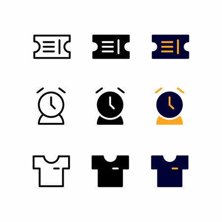 ticket icon set with three style for presentation, poster, banner, and social mediaのイラスト素材