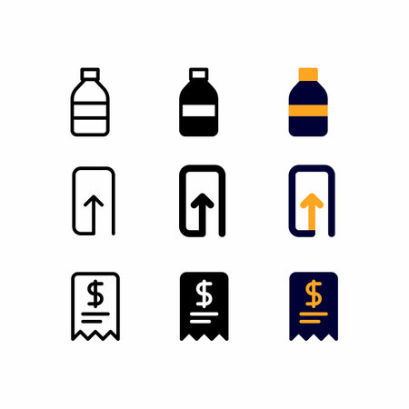 bottle icon set with three style for presentation, poster, banner, and social mediaのイラスト素材
