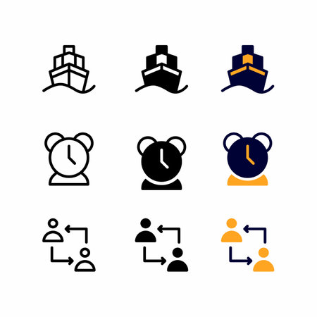 ship icon set with three style for presentation, poster, banner, and social mediaのイラスト素材