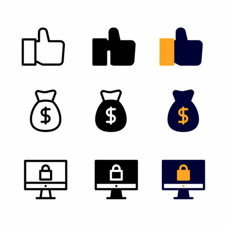 like icon set with three style for presentation, poster, banner, and social mediaのイラスト素材