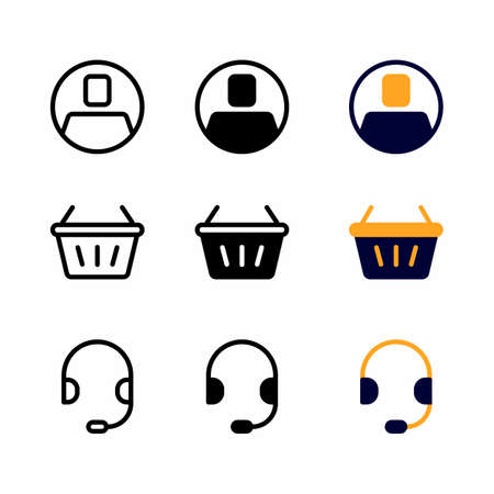 account icon set with three style for presentation, poster, banner, and social mediaのイラスト素材