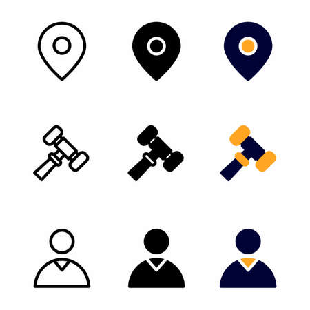 location icon set with three style for presentation, poster, banner, and social mediaのイラスト素材