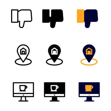 dislike icon set with three style for presentation, poster, banner, and social mediaのイラスト素材