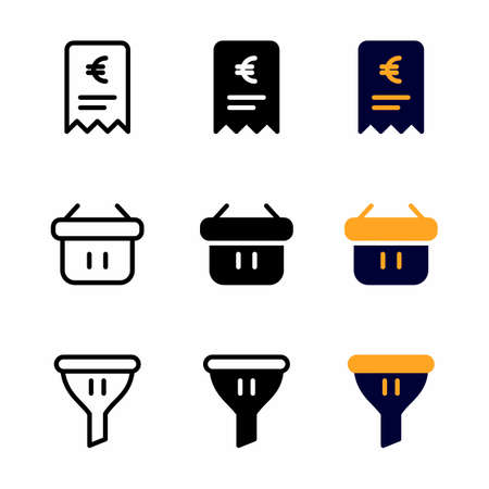 euro receipt icon set with three style for presentation, poster, banner, and social mediaのイラスト素材