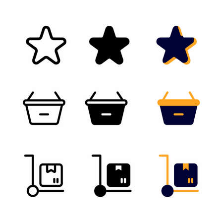 rate icon set with three style for presentation, poster, banner, and social mediaのイラスト素材