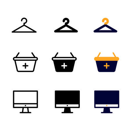 hanger icon set with three style for presentation, poster, banner, and social mediaのイラスト素材