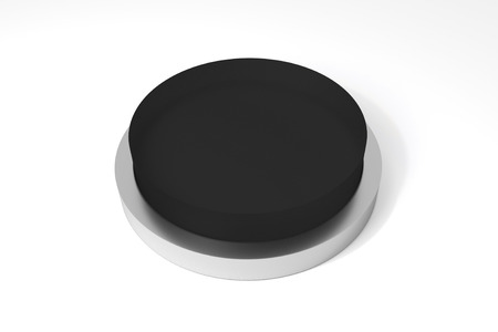 big round black button on white surfaceの写真素材