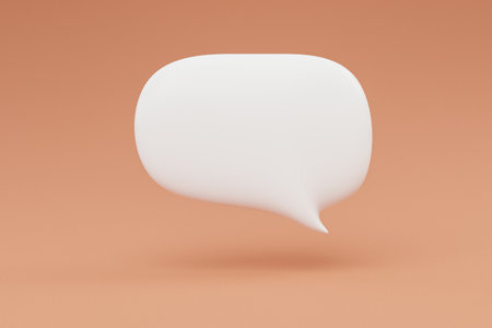 floating chat symbol for smartphone application on orange background; icon or symbol; 3d illustrationの写真素材