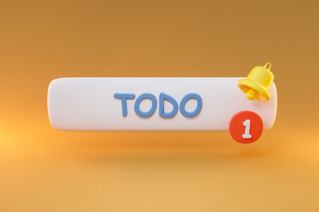 floating chat symbol for phone application on infinite background; todo list bell icon symbol; 3d illustrationの写真素材