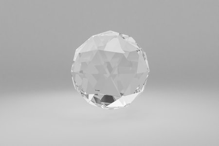 glass sphere floating in the air over infinite colored background, cosmetic product presentation, 3D illustrationの写真素材