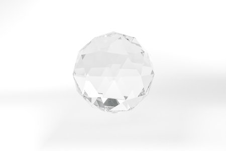 glass sphere floating in the air over infinite colored background, cosmetic product presentation, 3D illustrationの写真素材