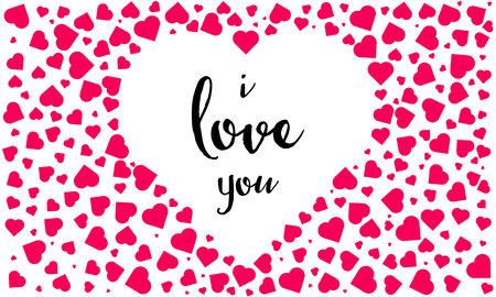 I love you greeting card with hearts.のイラスト素材