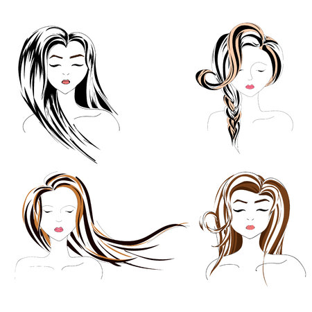 Set of the woman hairstyles, popular stylesのイラスト素材