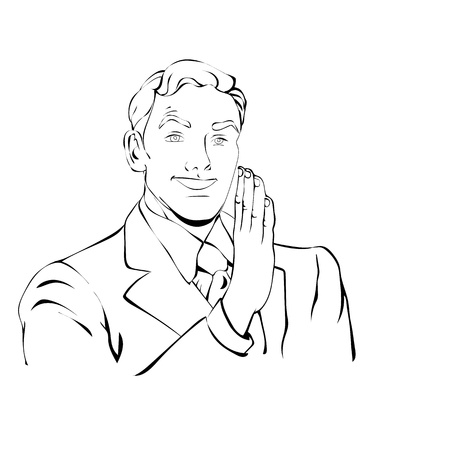 Outline office man in tie and jacketの写真素材