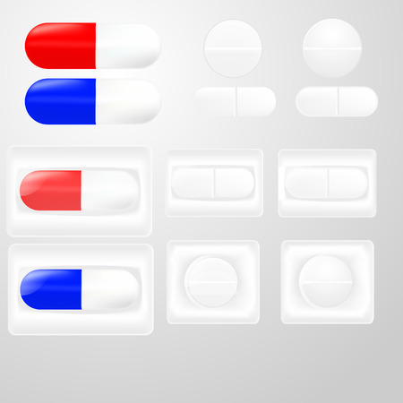 Vector illustration. Pill in blister pack. Set of the pillsのイラスト素材