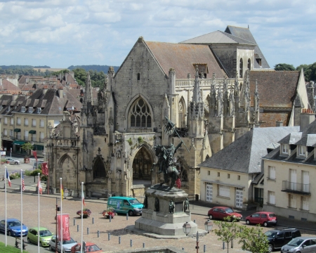 Falaise, France, July 30th 2012: Trinity Church and William the Conqueror Square in Falaise the birth place of the famous Norman King.                            のeditorial素材