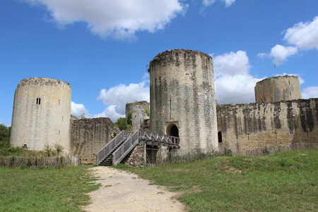 NIORT, FRANCE, JULY 21 2017: The medieval castle of Chateau Coudray- Salbart, in Echire, near Niort. A popular 13th century tourist attraction in Deux- Sevres, currently being restored.のeditorial素材