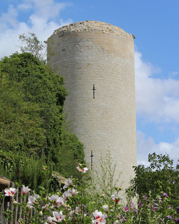 NIORT, FRANCE, JULY 21 2017: The medieval castle of Chateau Coudray- Salbart, in Echire, near Niort. A popular 13th century tourist attraction in Deux- Sevres, currently being restored.のeditorial素材