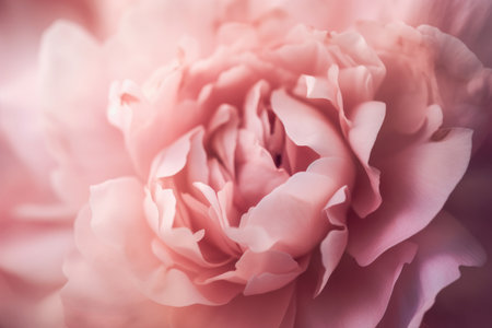 Close up of pink peony flower with soft focus, vintage toneの素材