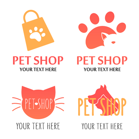 Pet shop logotype set. Logo for store with foodのイラスト素材