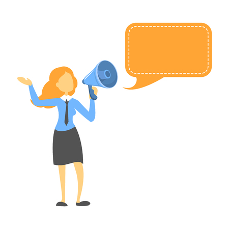 Woman in busines suit holding a megaphoneのイラスト素材