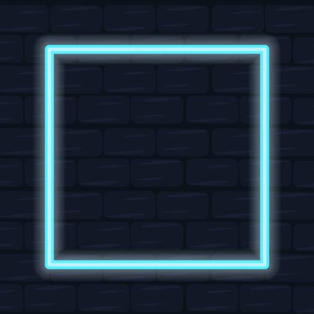 Square neon frame, angular shape. Electric decorationのイラスト素材