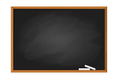 Black school chalkboard in the frame vector isolated. Blank clasroom blackboard. Empty surface for your message. Education object. Template design.のイラスト素材