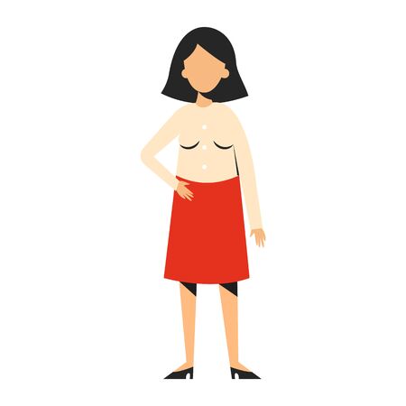 Business character vector isolated. Female standing in skirt and shirt, office person. Beautiful girl.のイラスト素材