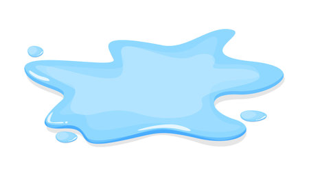 Water puddle vector isolated. Blue autumn natural liquid on the ground. Clean water.のイラスト素材